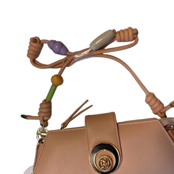 MATMAZEL Aida Shoulder Bag Peach w/ Colourful Bead Strap Vegan Handmade NWT - Picture 8 of 16